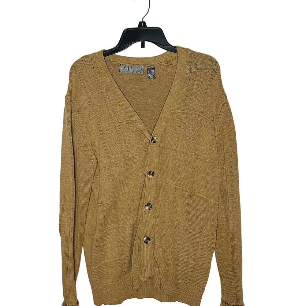 Oscar de La Renta Tan Button Front Classic Oversized Cardigan Sweater Size M